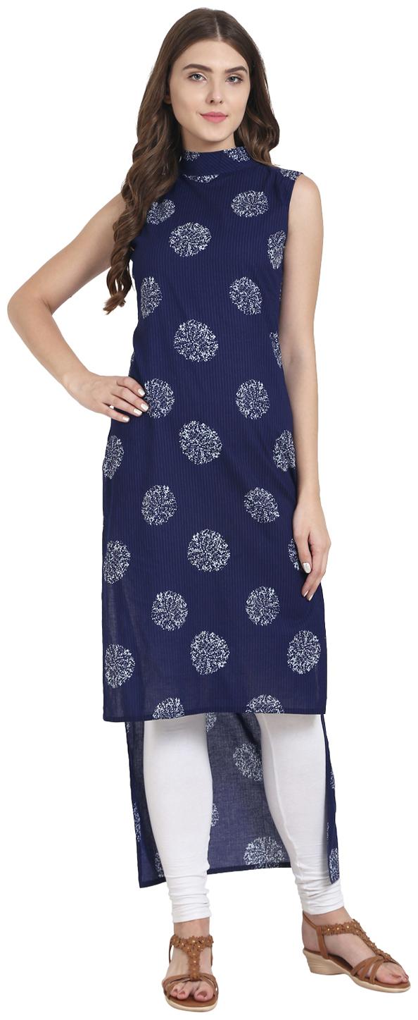 

Nayo Women Blue Printed Regular Kurta