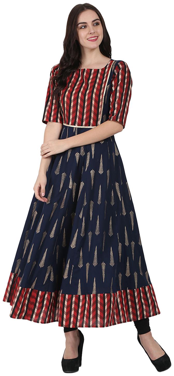 

Nayo Women Blue Printed Anarkali Kurta