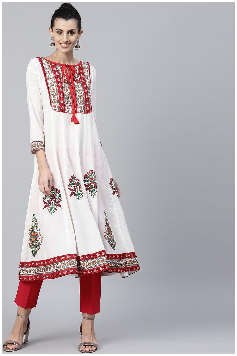 

Nayo Women White Printed Anarkali Kurta