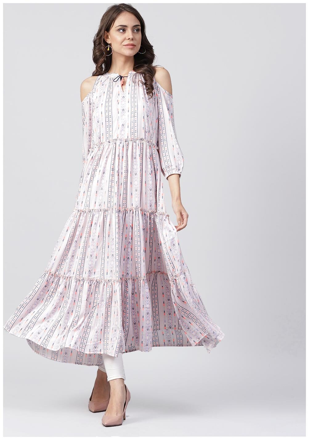 

Nayo Women White Printed Anarkali Kurta