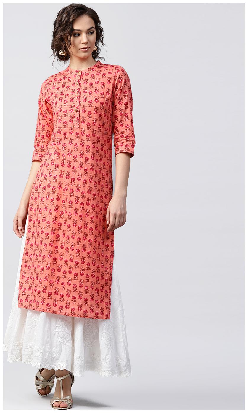 

Nayo Women Pink Printed Straight Kurta