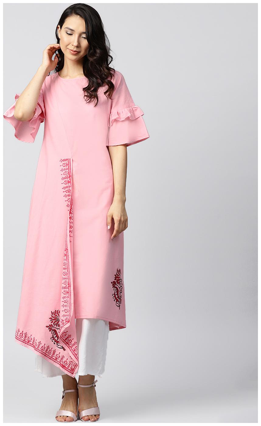 

Nayo Women Pink Printed Assymetrical Kurta