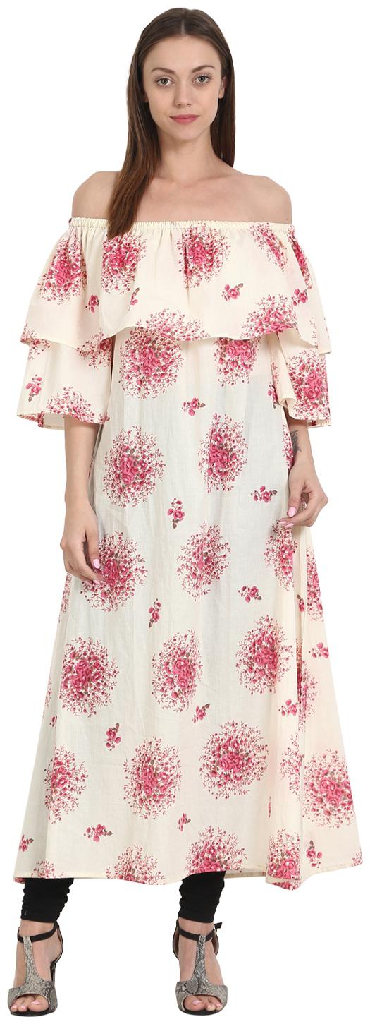 

Nayo Women Pink Floral Straight Kurta