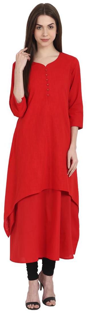 

Nayo Women Red Solid Layered Kurta