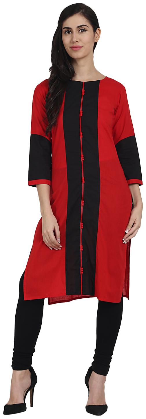 

Nayo Women Red Solid Straight Kurta