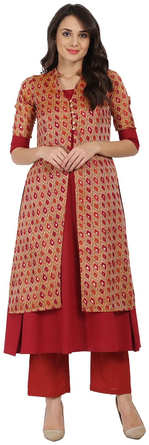 

Nayo Women Red Printed Anarkali Kurta