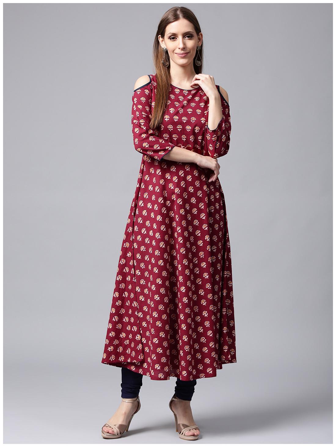 

Nayo Women Red Printed Anarkali Kurta
