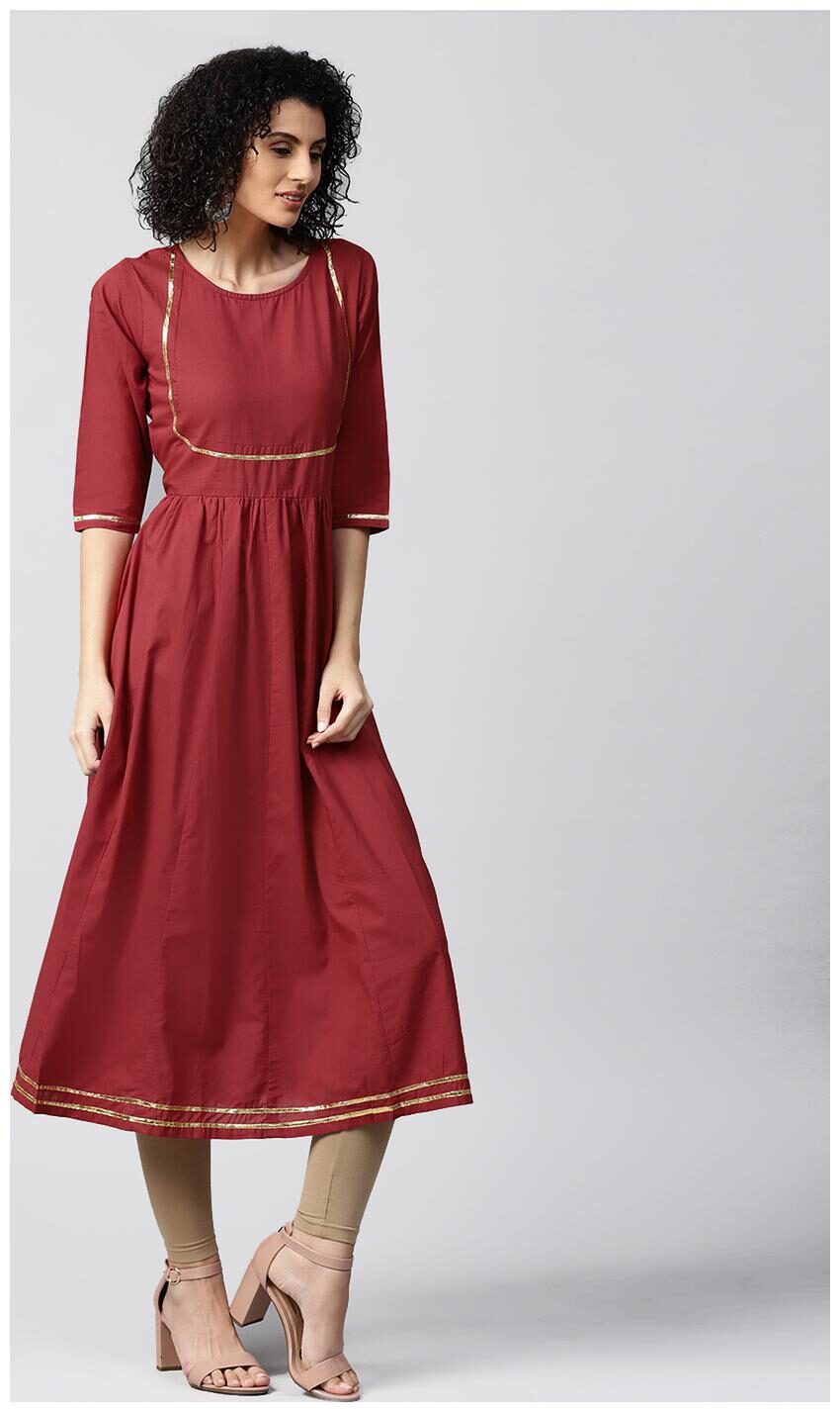 

Nayo Women Red Solid Anarkali Kurta