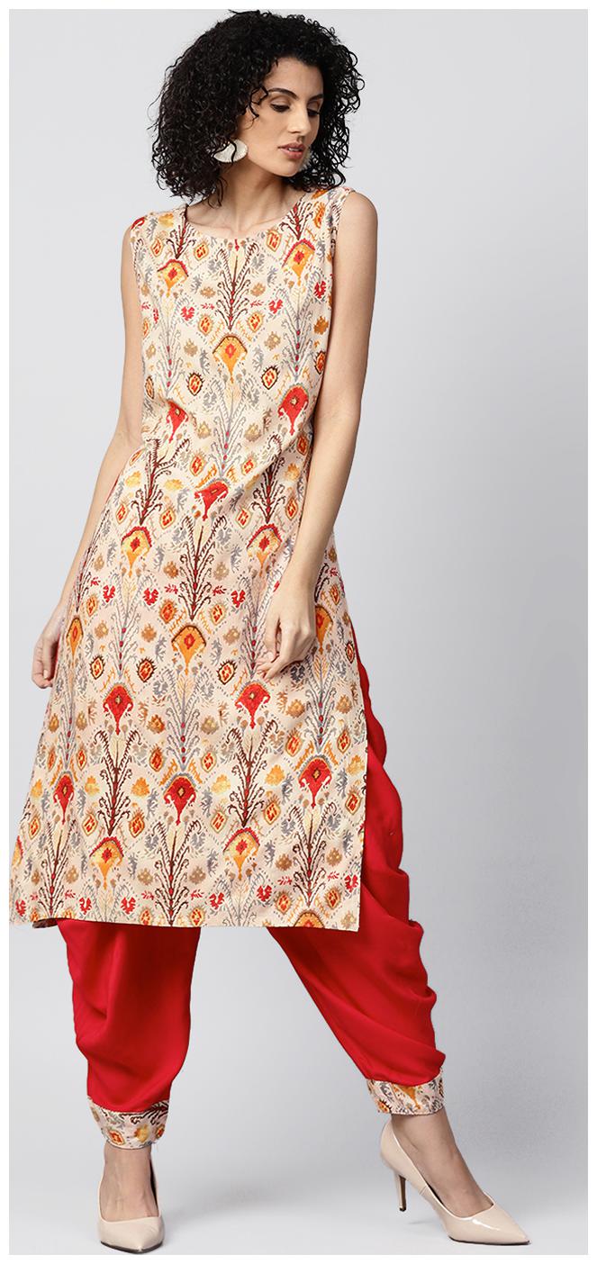 

Nayo Women Red Printed Straight Kurta