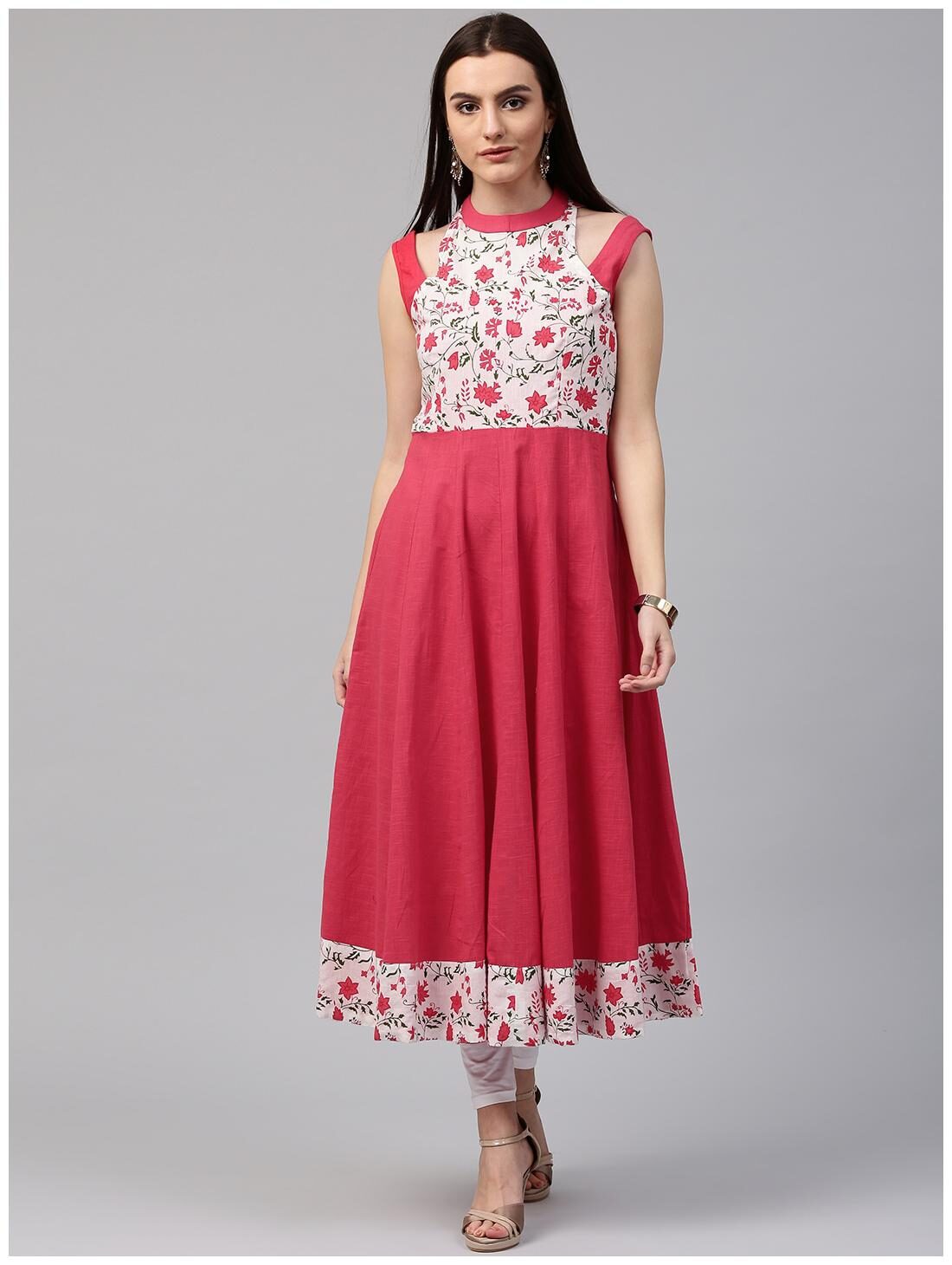 

Nayo Women Red Floral Anarkali Kurta