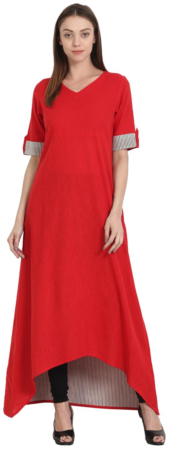 

Nayo Women Red Solid Straight Kurta