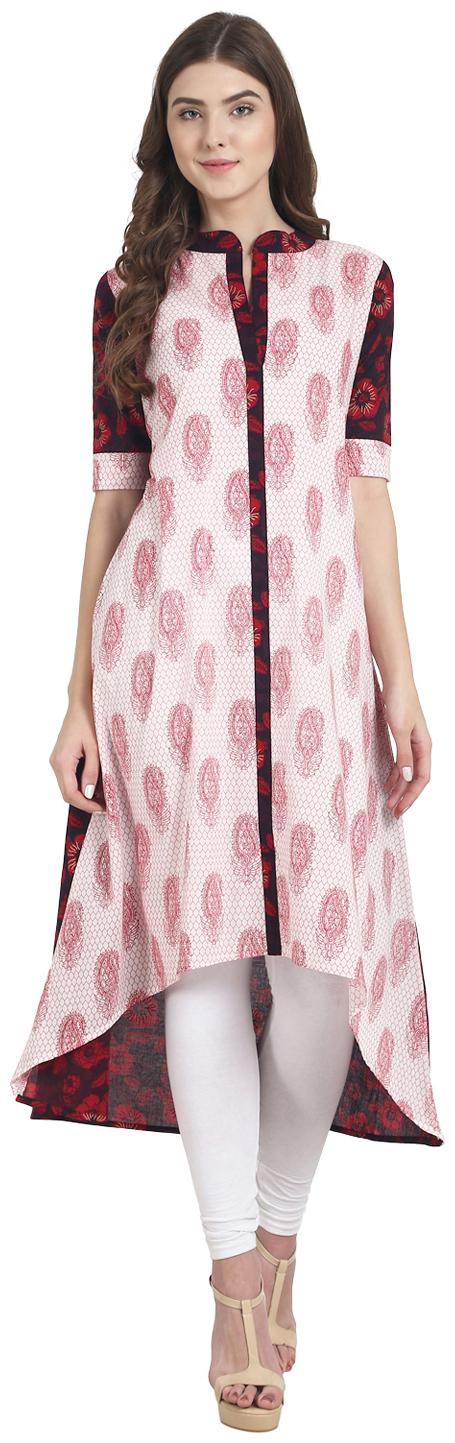 

Nayo Women White Printed Assymetrical Kurta