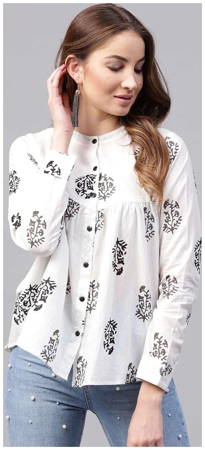 

Nayo Women White Printed Straight Kurti