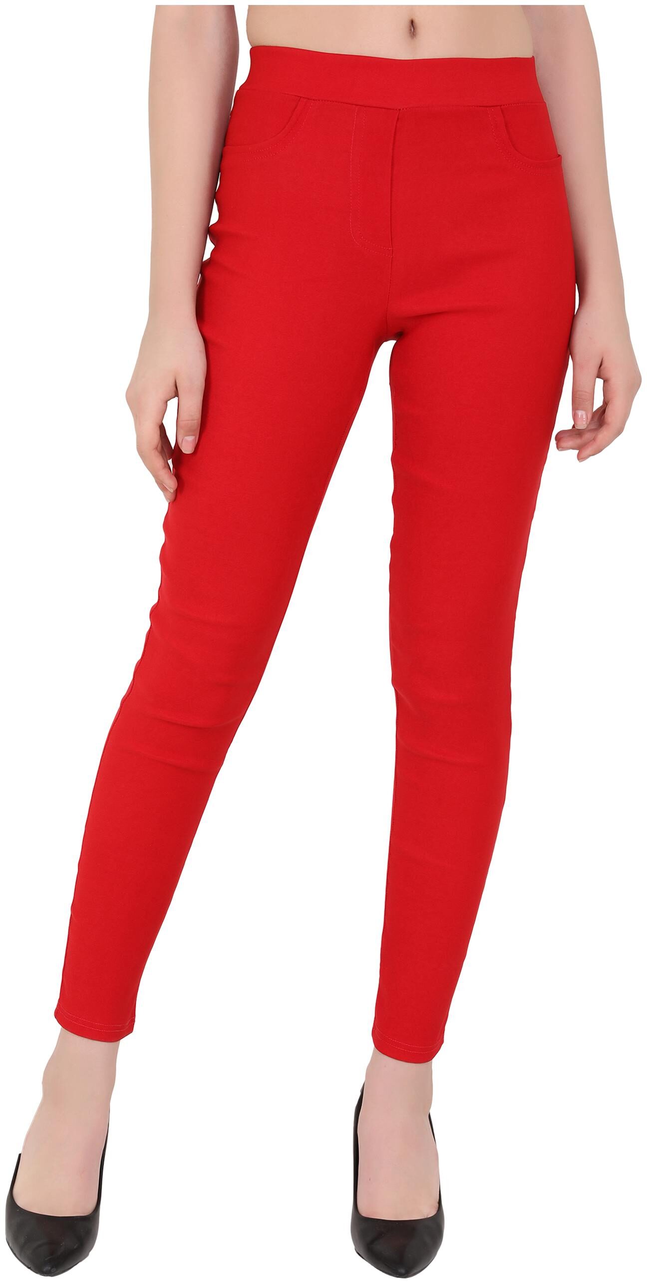 

ND R Women Lycra Solid Red Jegging