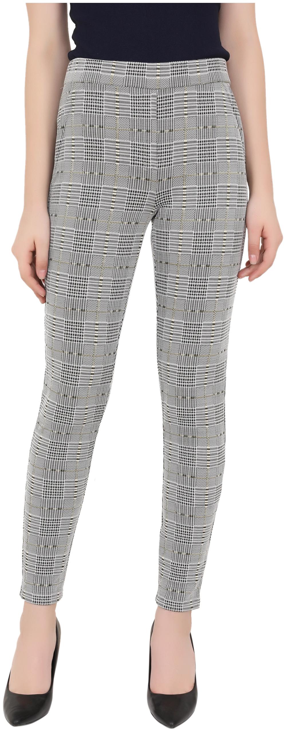

ND R Women Lycra Checkered Grey Jegging