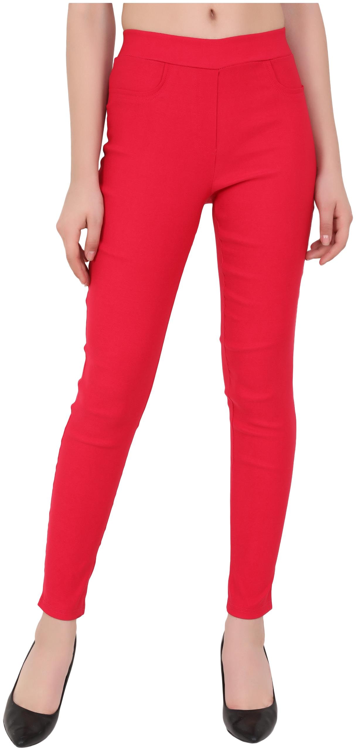 

ND R Women Lycra Solid Pink Jegging