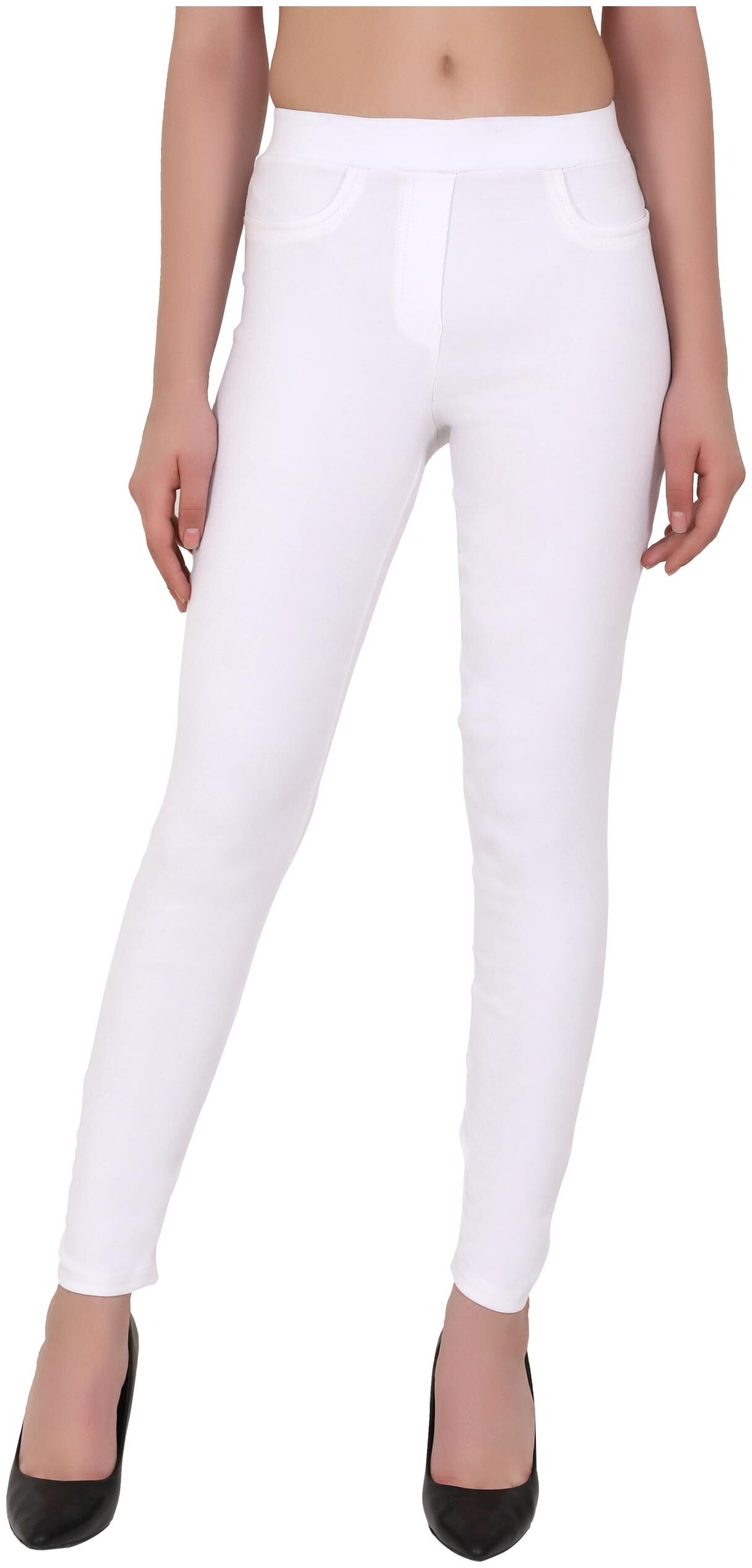 

ND R Women Lycra Solid White Jegging