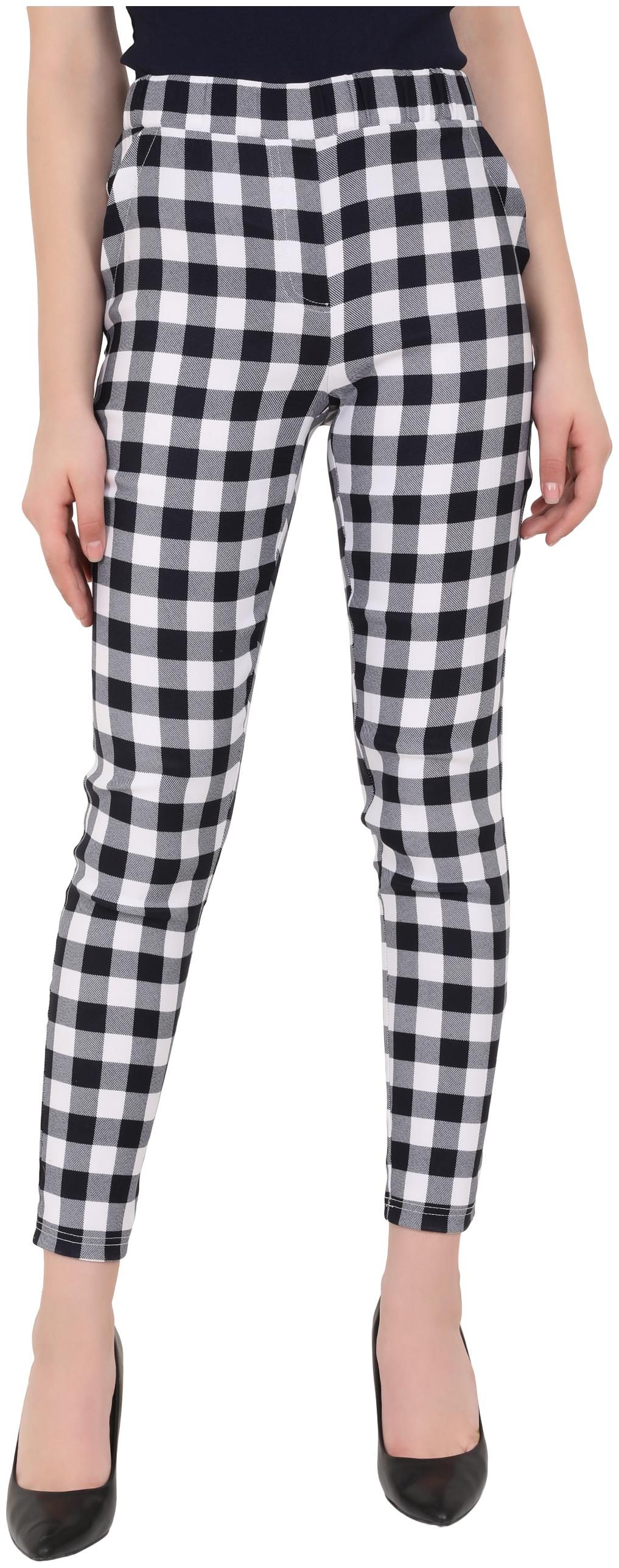 

ND R Women Regulsr stretchable Checkered jegging pants-Multi