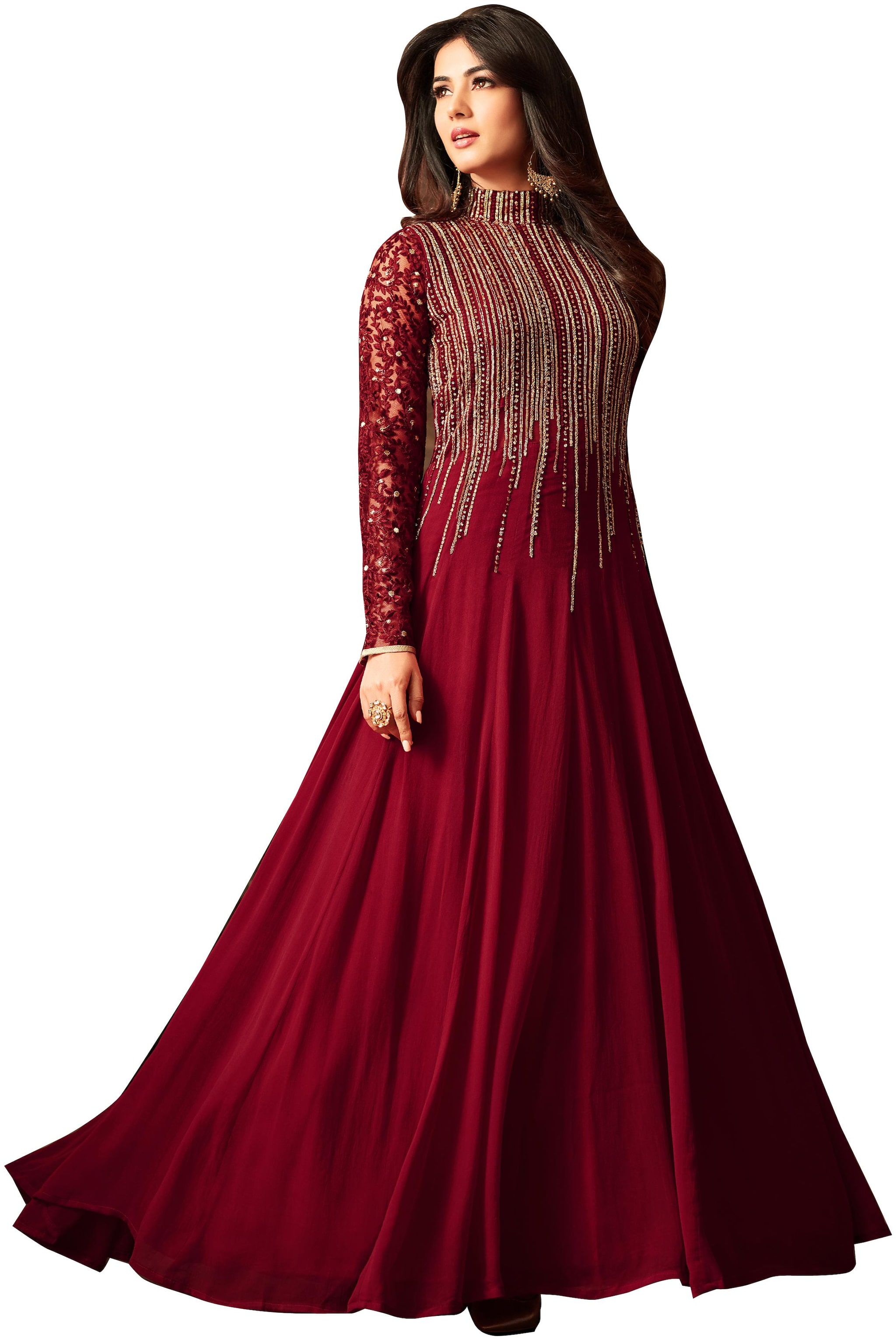 

Neel Art Silk Georgette Maroon Kurta with Bottom Dupatta for Women