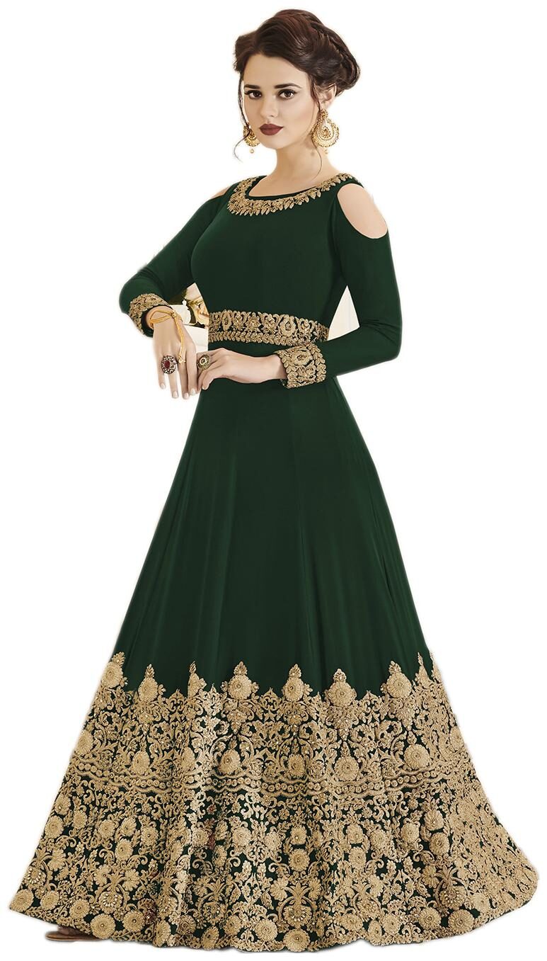 

Neel Art Womens Anarkali Gown Semistiched(Green)