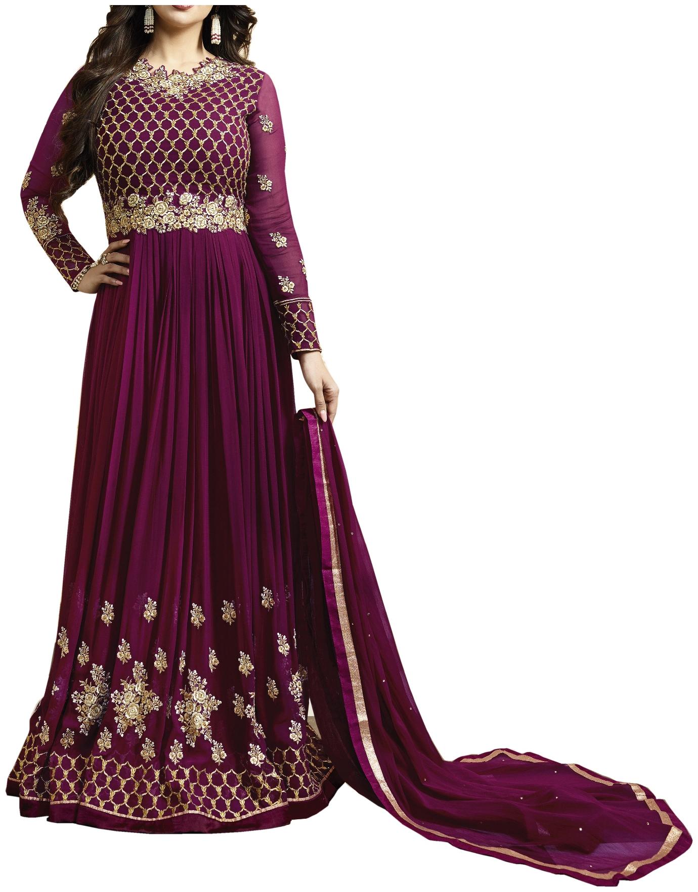 

Neel Art Womens Anarkali Salwarsuit Bottom Material with Dupatta Set (Purple)