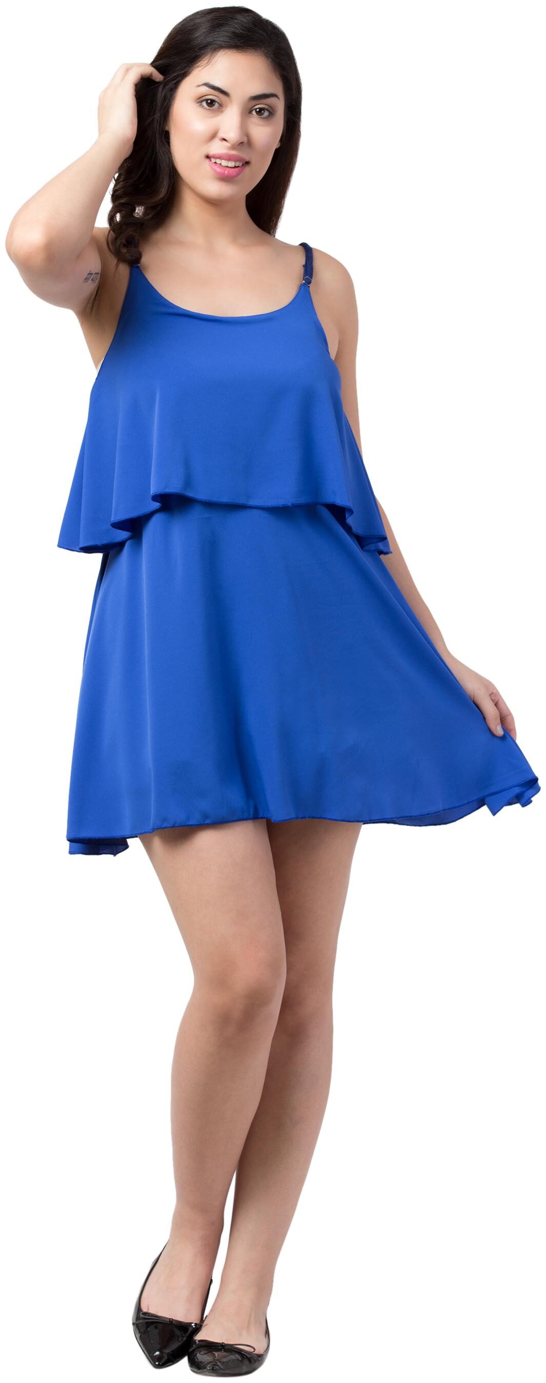 

Neelja Blue Solid Flared dress