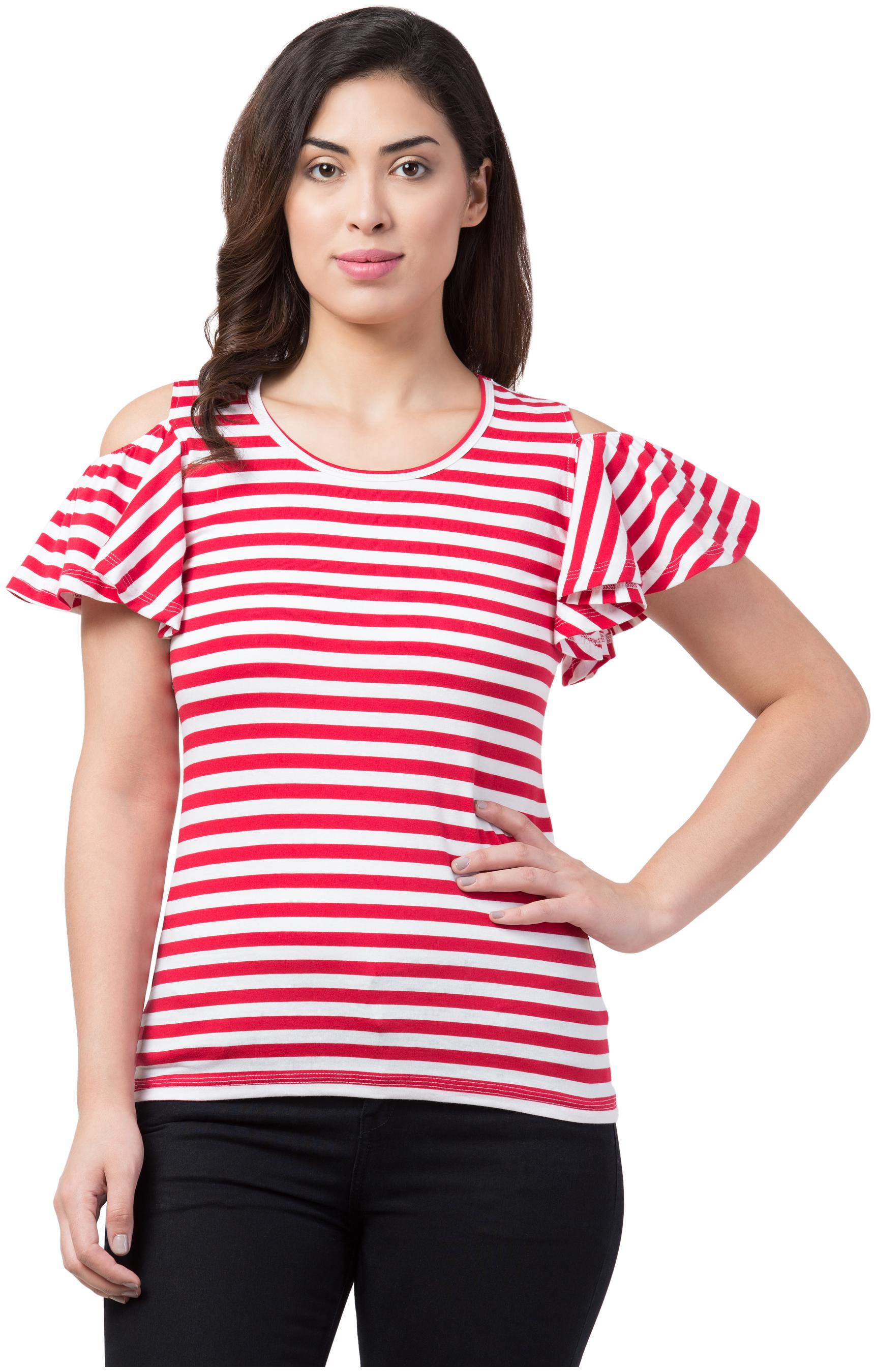 

Neelja Women Striped Regular top - Red White