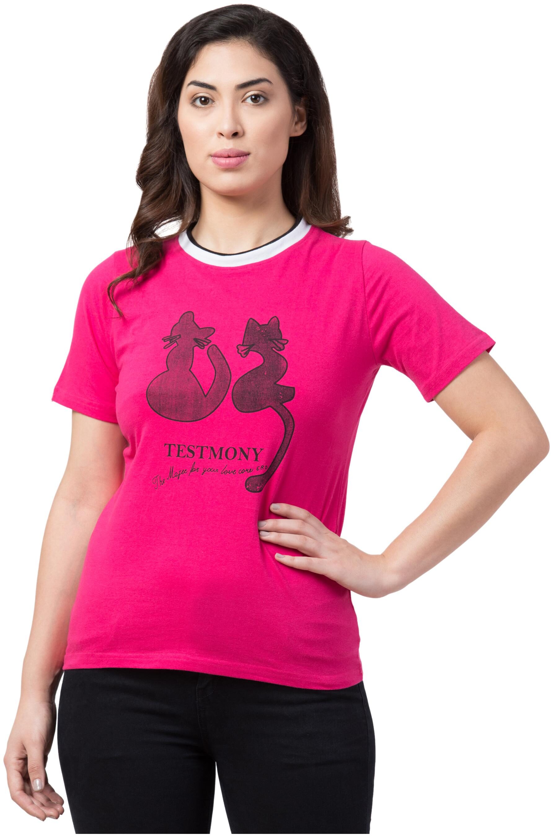 

Neelja Women Pink Regular fit Round neck Blended T shirt
