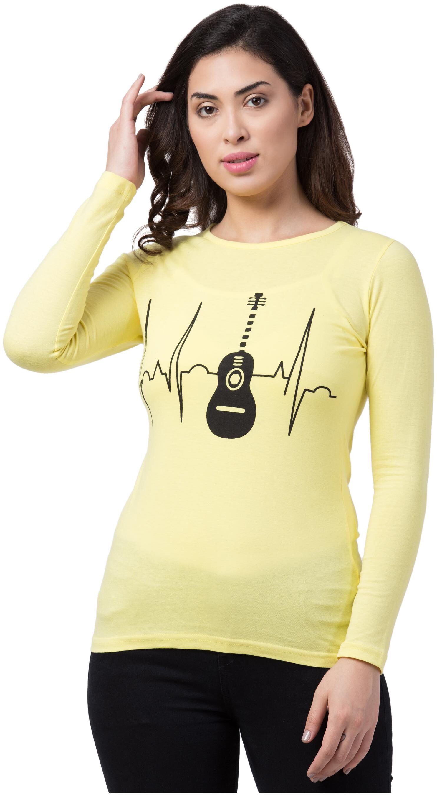 

Neelja Women Yellow Regular fit Round neck Blended T shirt