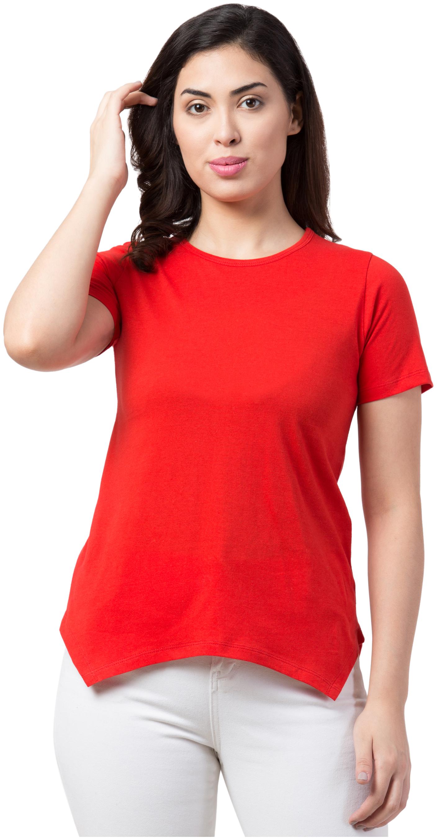 

Neelja Women Red Regular fit Round neck Blended T shirt
