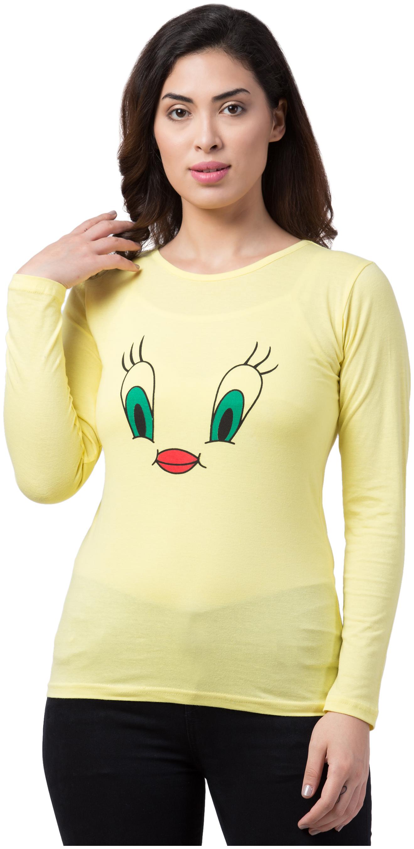 

Neelja Women Yellow Regular fit Round neck Blended T shirt