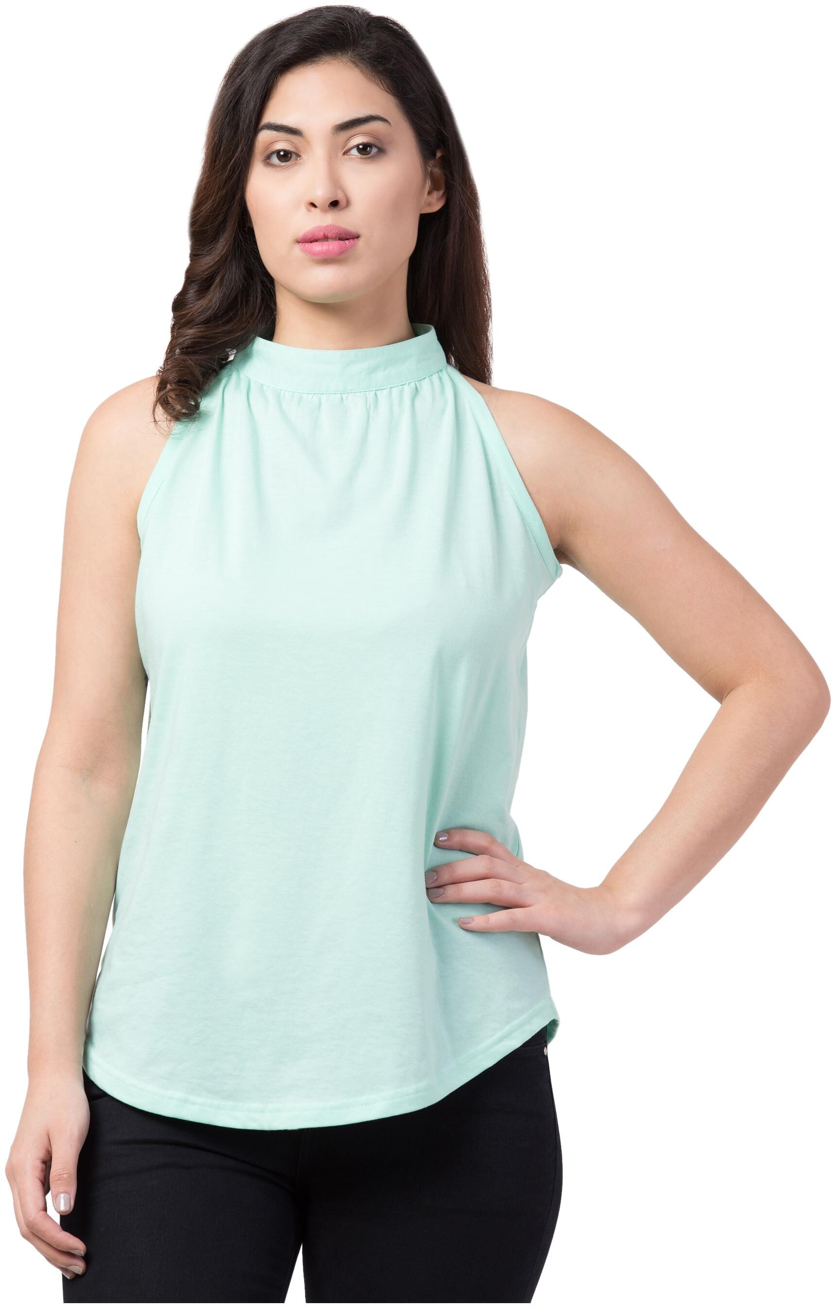 

Neelja Women Blended Solid Regular Top (Turquoise)