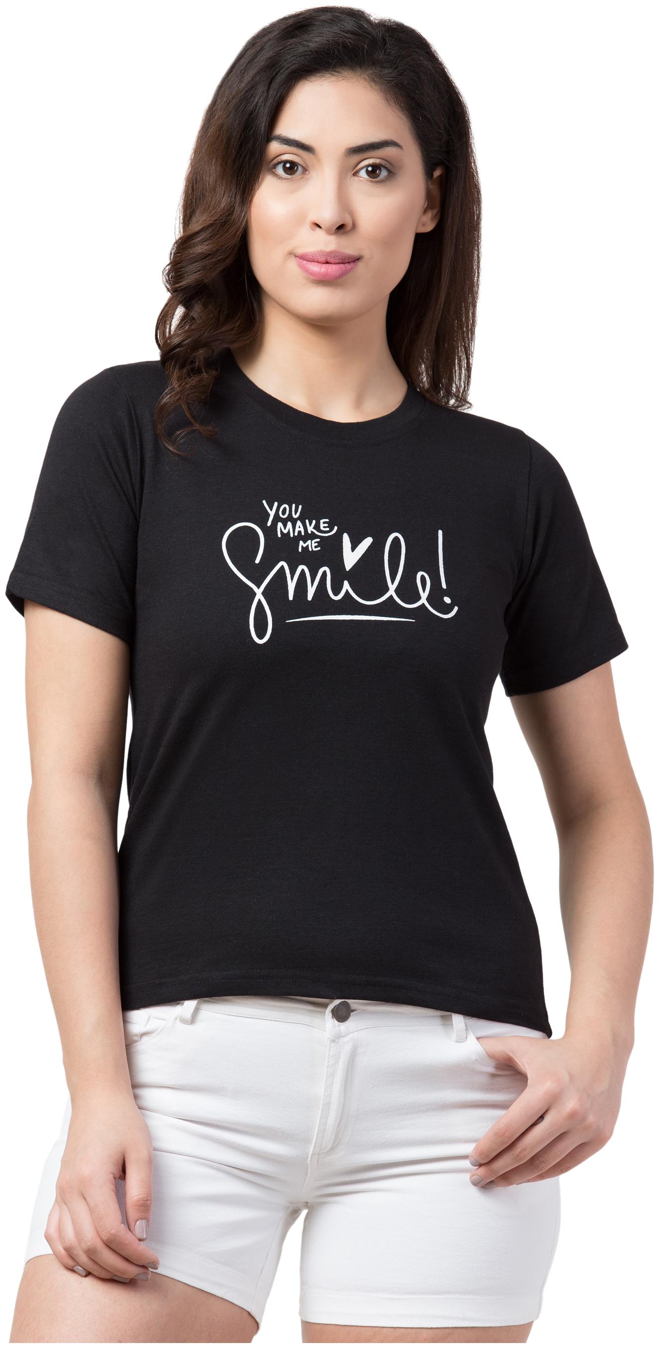

Neelja Women Black Regular fit Round neck Blended T shirt