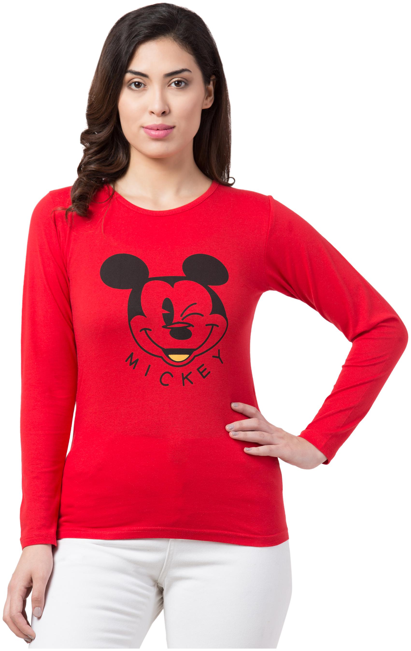 

Neelja Women Red Regular fit Round neck Blended T shirt
