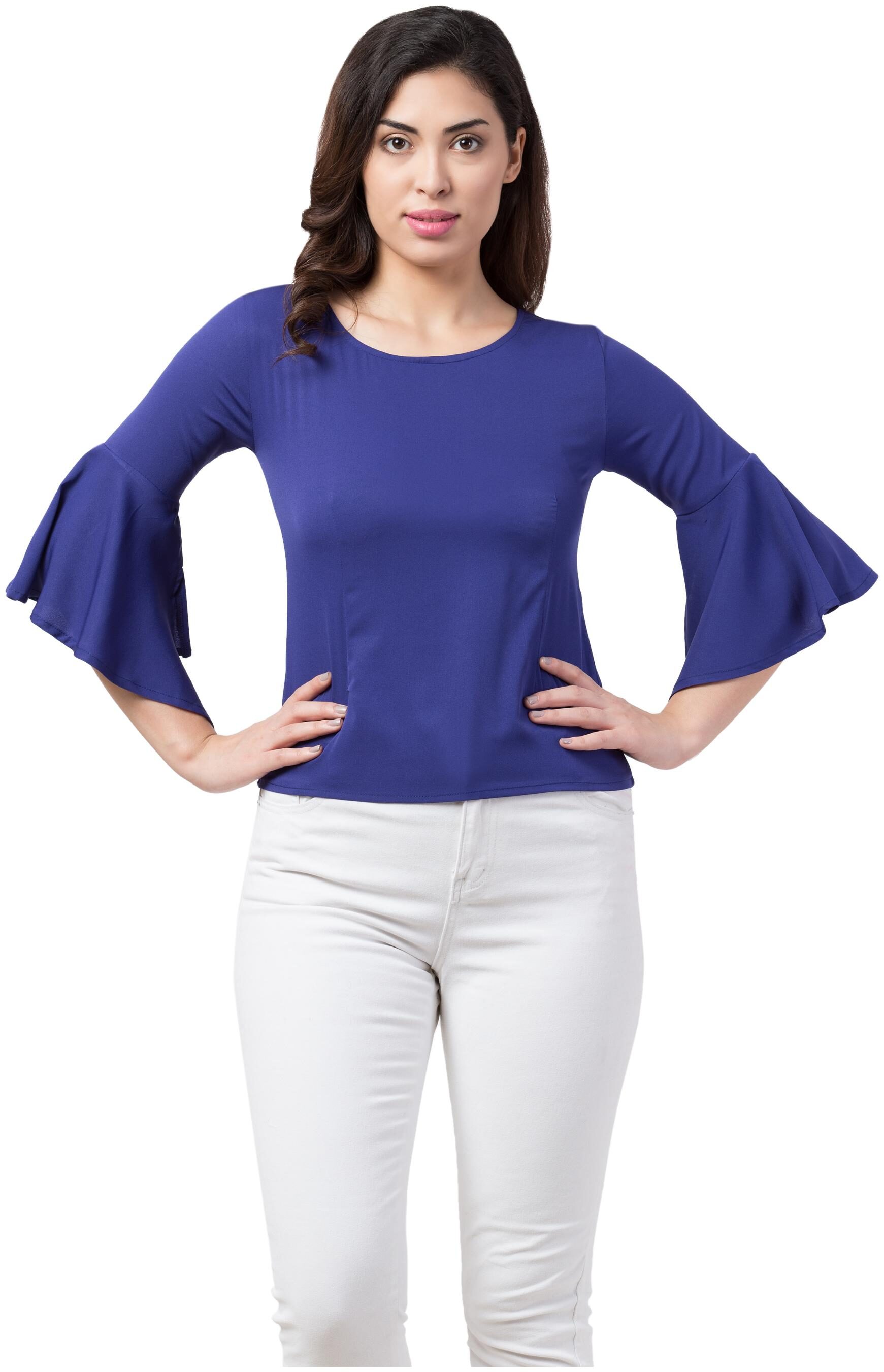 

Neelja Women Blended Solid Blue Blouson