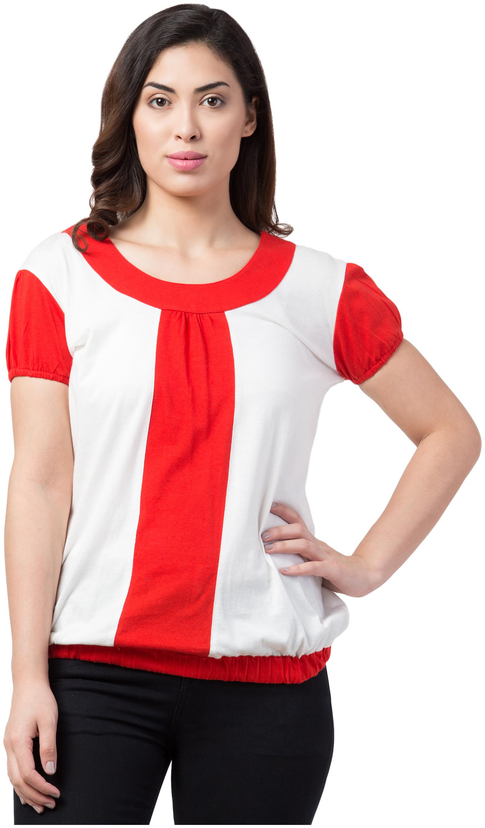 

Neelja Women Colourblocked Regular top - Red White