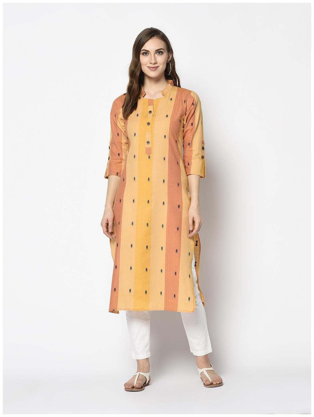 

NEERVI Women Multi Striped Straight Kurti