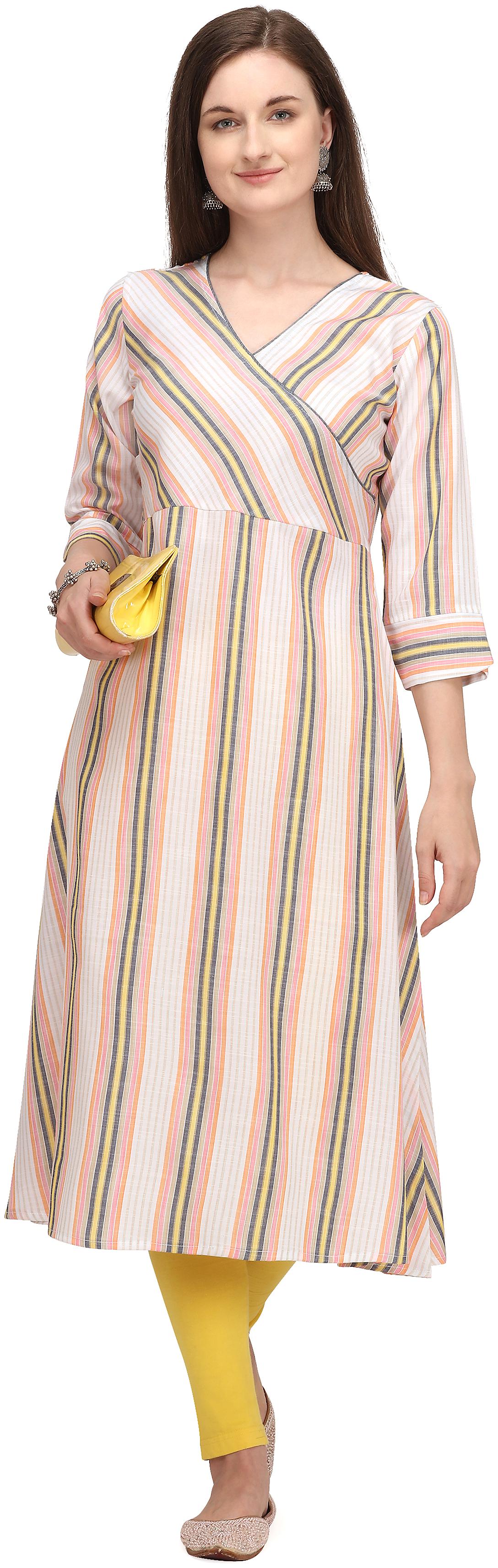 

NEERVI Women Multi Striped Straight Kurti