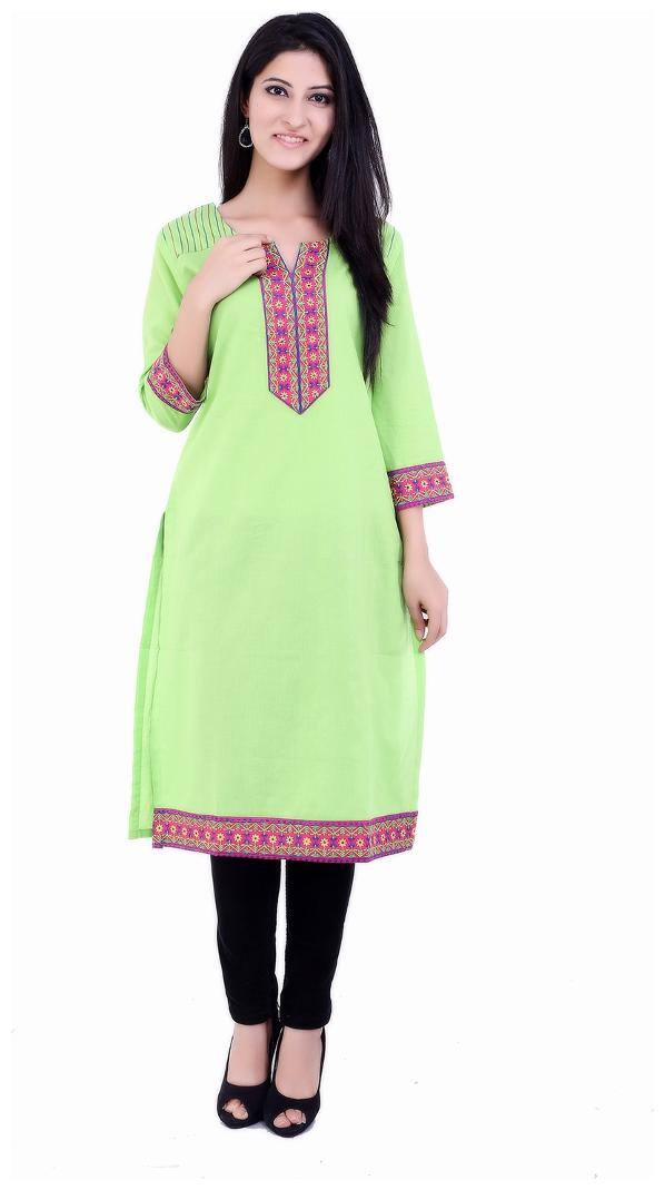 Neon Green Embroidery Kurta