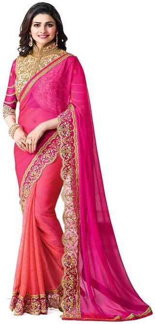 New Designer Multicoloured Georgette Embroidered Saree With Blouse Premium Quality Latest New Collection