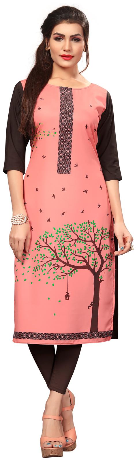 

NEW ETHNIC 4 YOU Women Peach Floral Straight Kurta