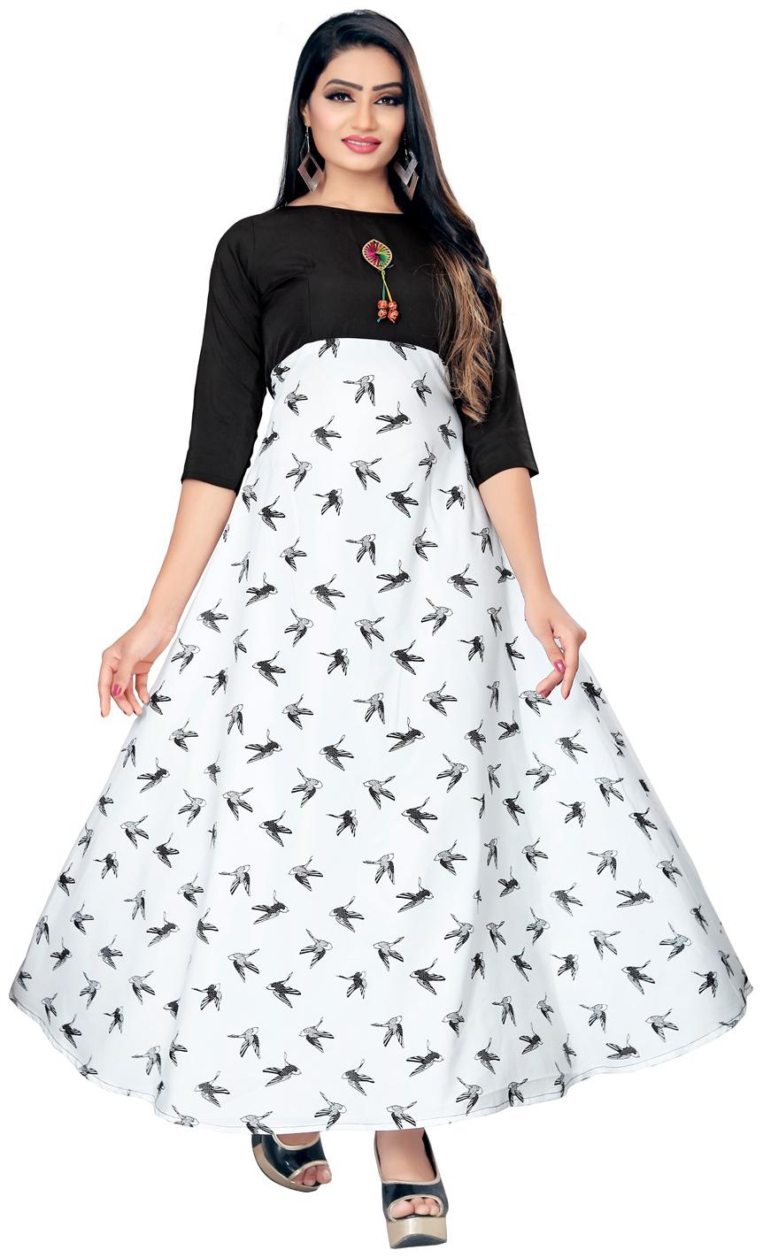 

NEW ETHNIC 4 YOU Crepe Printed White Only Gown