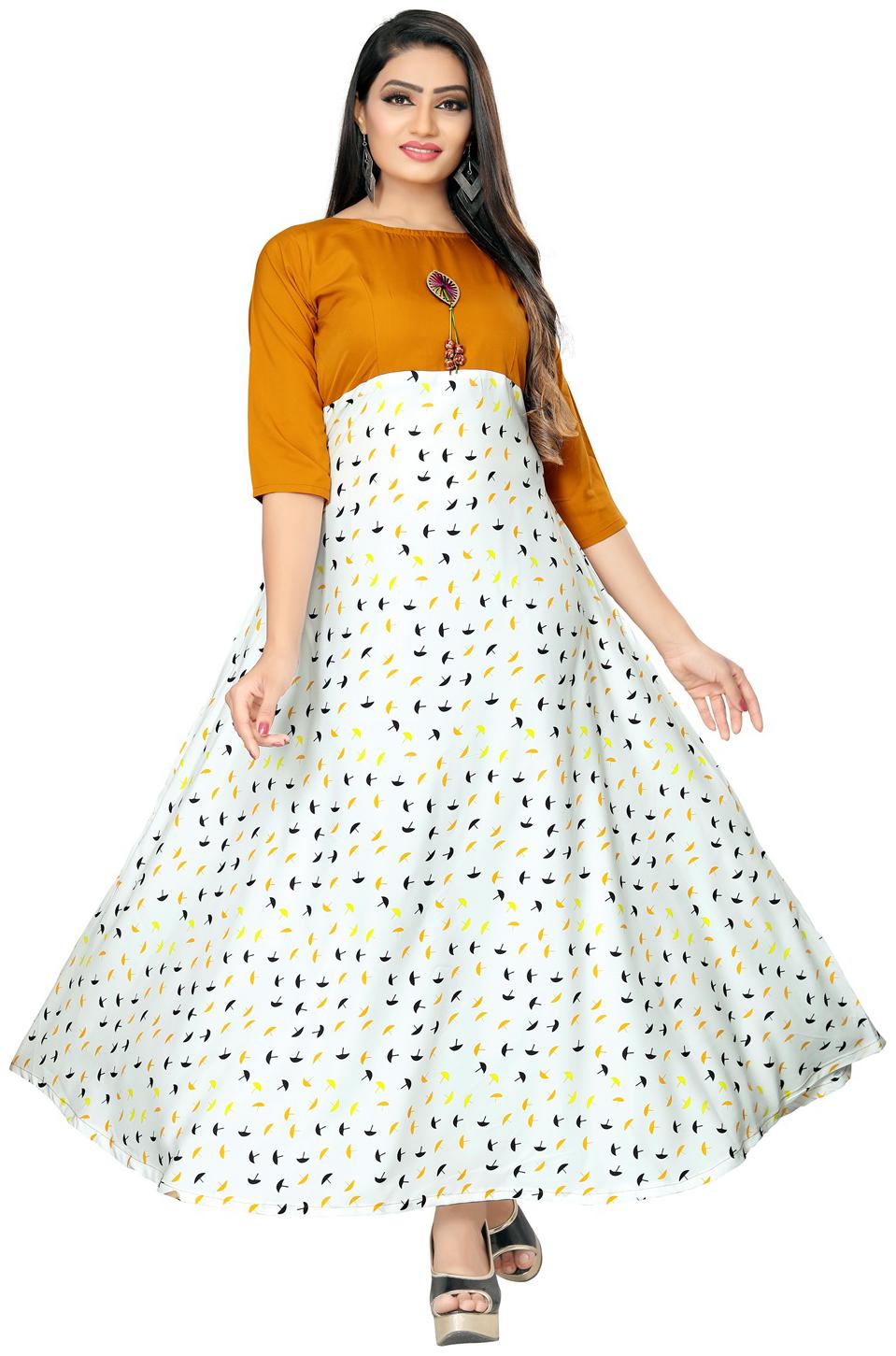 

NEW ETHNIC 4 YOU Crepe Printed White Only Gown