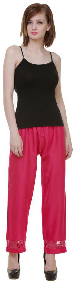 

New Look Casual Women s Rayon Pink Lace Palazzo Trouser Pants