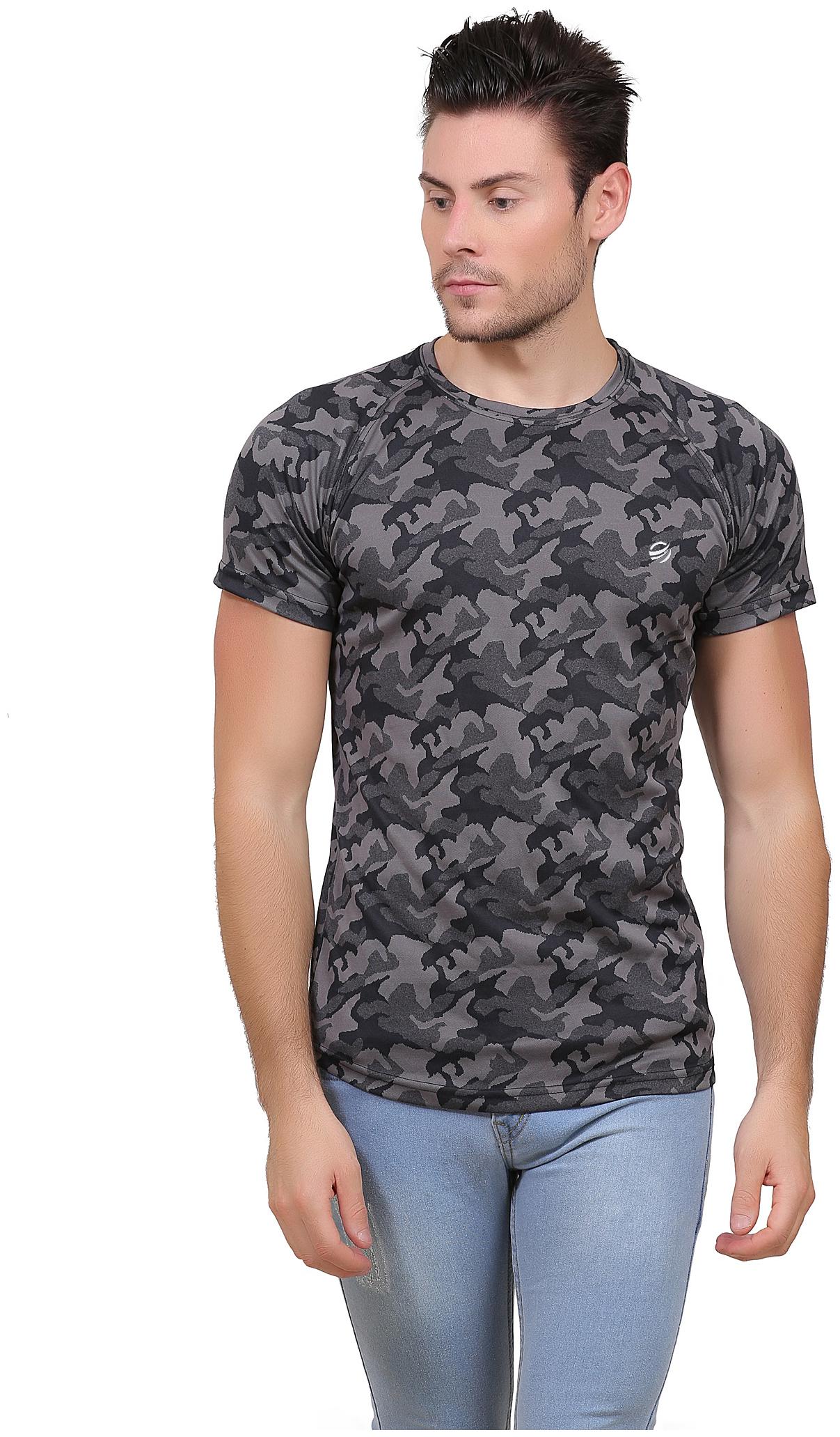 

ZEOLIX Men Black Grey Regular fit Polyester Round neck T-Shirt - Pack Of 1