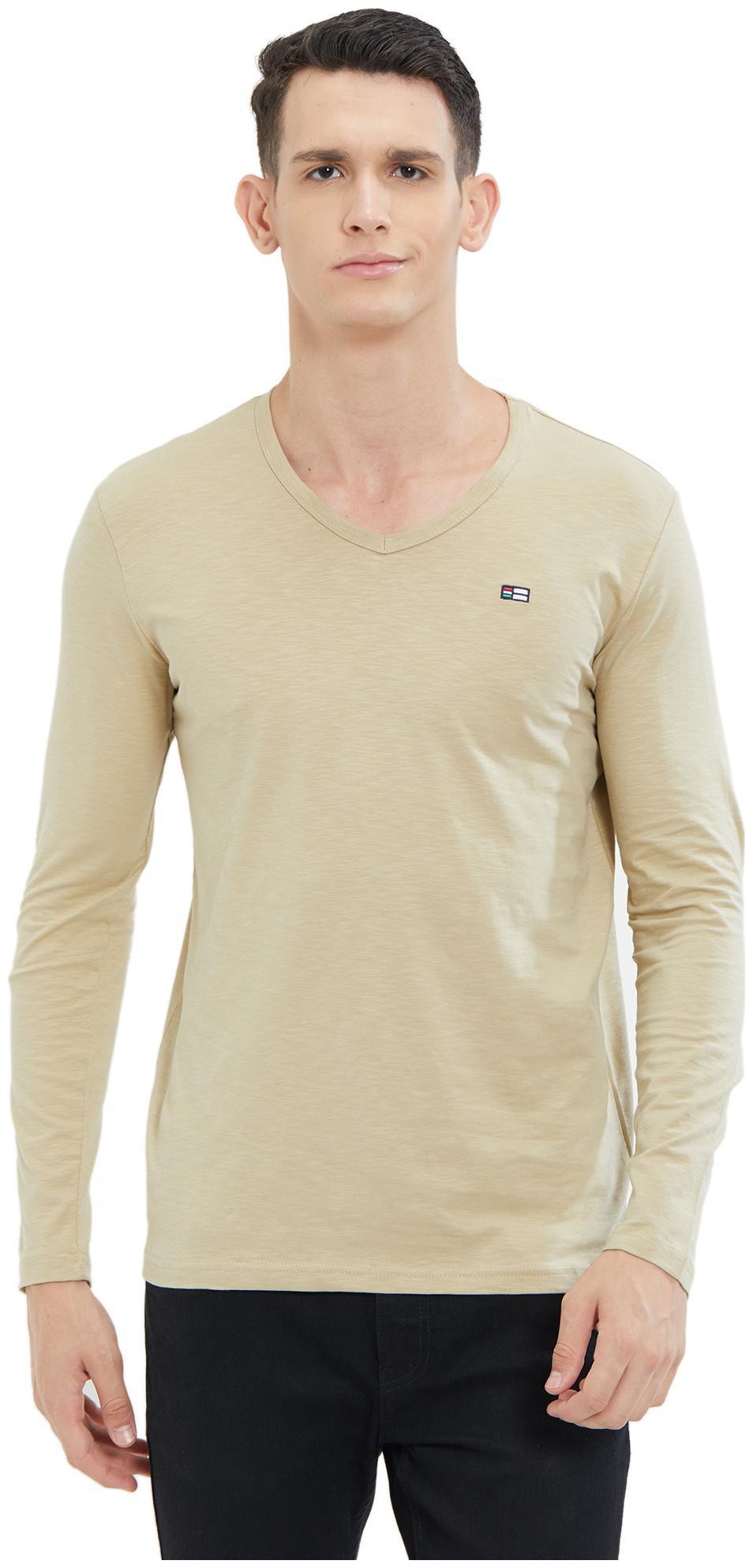 

Nexgen Club Men Beige Slim fit Cotton V neck T-Shirt - Pack Of 1