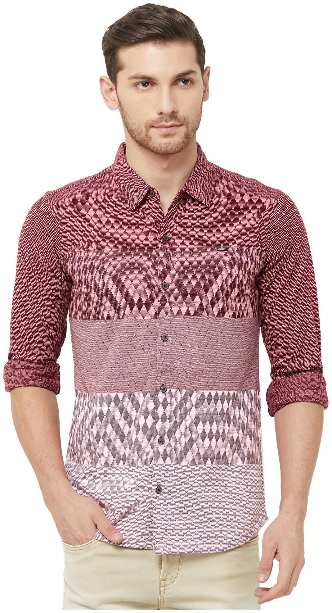 

Nexgen Club Men Maroon Grey Colorblocked Regular Fit Casual Shirt