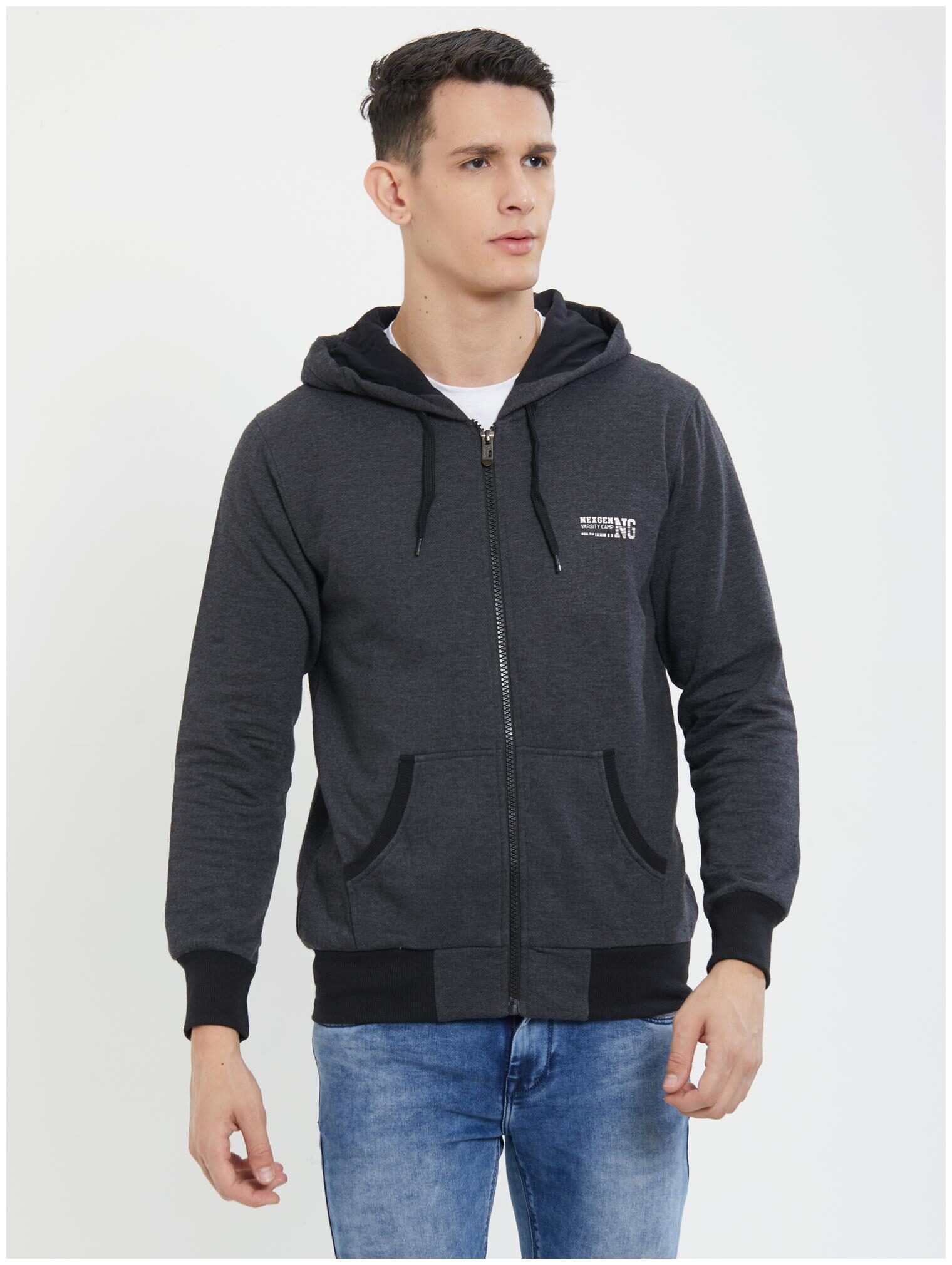 

Nexgen Club Men Grey Hooded Hoodie