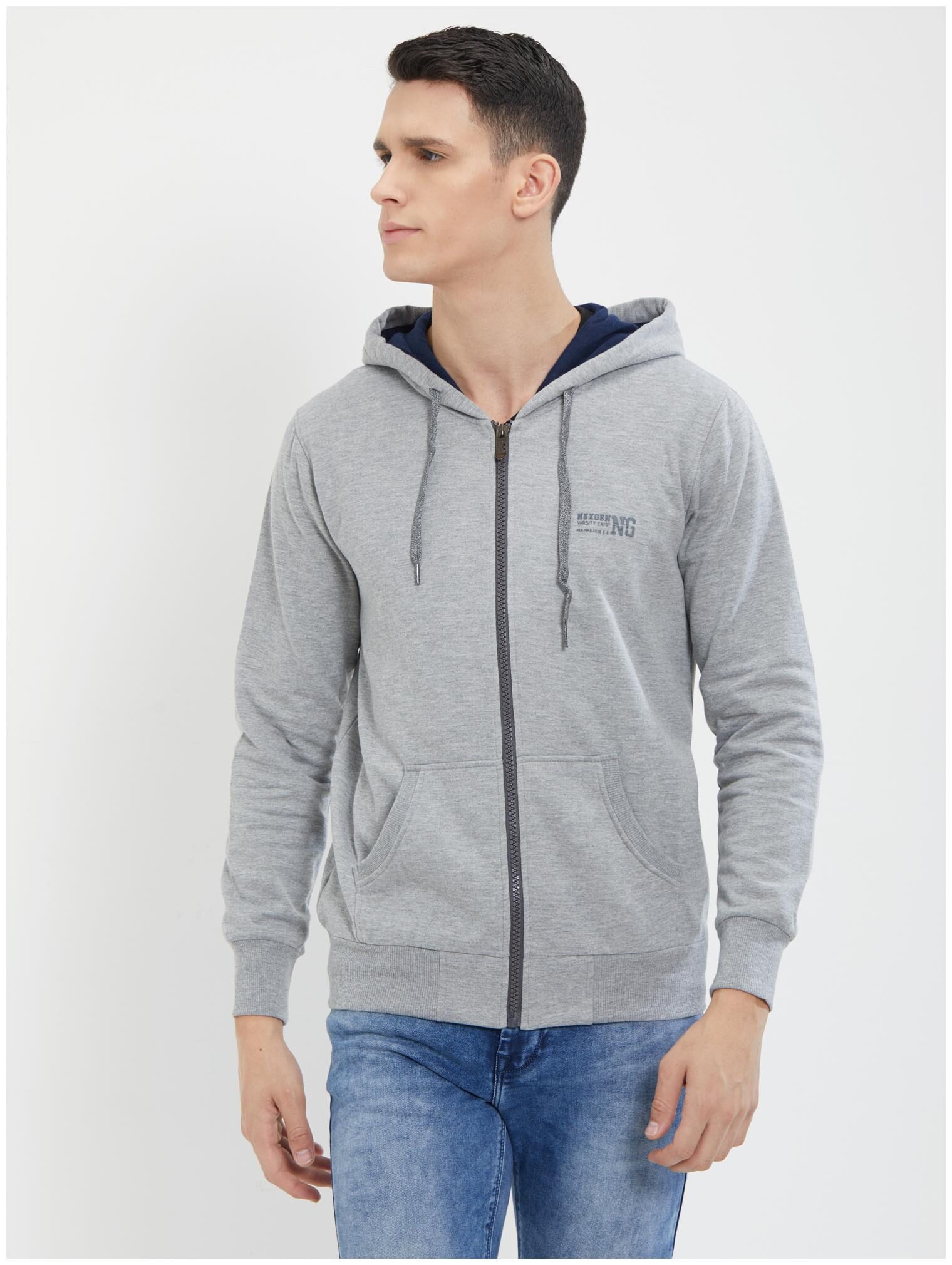 

Nexgen Club Men Grey Hooded Hoodie