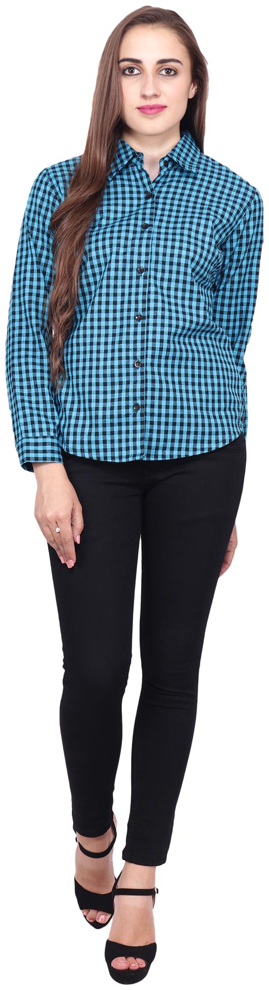 

NICE QUEEN Women Blue Checked Regular Fit Shirt